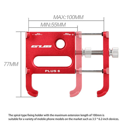 GUB Plus 6 Aluminum Alloy MTB Bike Bicycle Phone Holder(Black Red) - Outdoor & Sports by GUB | Online Shopping UK | buy2fix