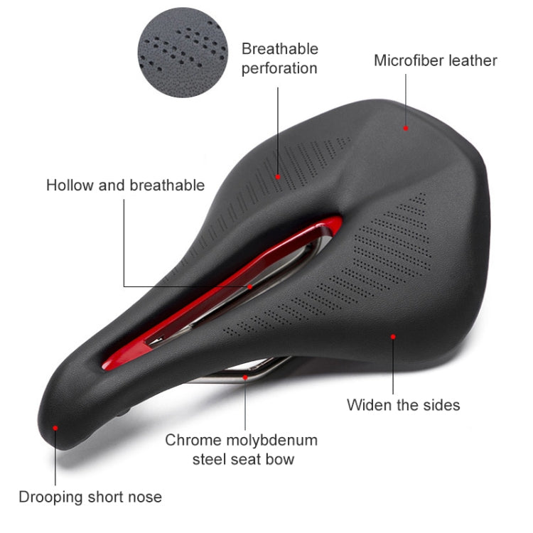 PROMEND SD-576 Nylon Fiber Triathlon Bicycle Saddle (Black Red) - Bicycle Saddle by PROMEND | Online Shopping UK | buy2fix