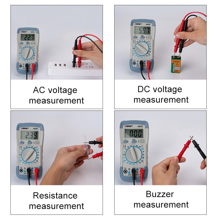 ANENG A830L Handheld Multimeter Household Electrical Instrument(White Grey) - Current & Voltage Tester by ANENG | Online Shopping UK | buy2fix