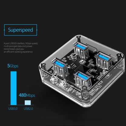 ORICO MH4U-100 USB 3.0 Transparent Desktop HUB with 100cm Micro USB Cable - USB 3.0 HUB by ORICO | Online Shopping UK | buy2fix