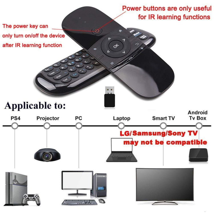 W1 Wireless QWERTY 57-Keys Keyboard 2.4G Air Mouse Remote Controller with LED Indicator for Android TV Box, Mini PC, Smart TV, Projector, HTPC, All-in-one PC / TV - Computer & Networking by buy2fix | Online Shopping UK | buy2fix