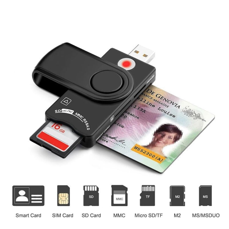 Rocketek SCR10 USB2.0 Smart Card / SD / TF / M2 / MS / SIM Card Reader -  by ROCKETEK | Online Shopping UK | buy2fix