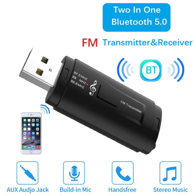 MSD128 2 in 1 USB Car Bluetooth Hands-free Call FM Transmitter with 3.5mm AUX Interface - Apple Accessories by buy2fix | Online Shopping UK | buy2fix