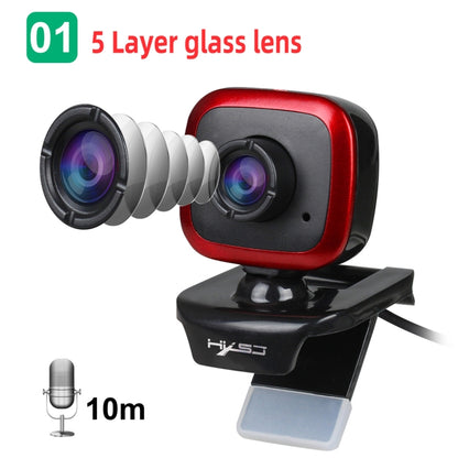 HXSJ A849 480P Adjustable 360 Degree HD Video Webcam PC Camera with Microphone(Black Red) - HD Camera by HXSJ | Online Shopping UK | buy2fix