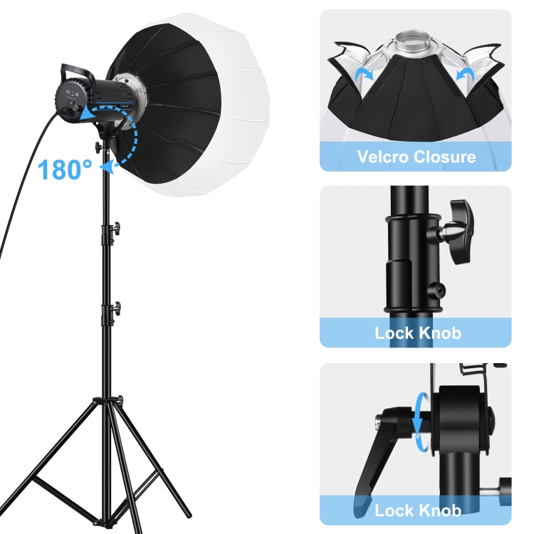 PULUZ 150W 5600K Studio Video Light + 2.8m Light Holder + 65cm Foldable Lantern Softbox Photography Kit(AU Plug) - Shoe Mount Flashes by PULUZ | Online Shopping UK | buy2fix