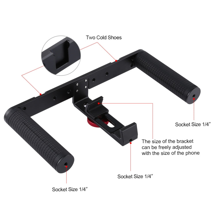 PULUZ Vlogging Live Broadcast Smartphone Video Rig Filmmaking Recording Handle Stabilizer Aluminum Bracket for iPhone, Galaxy, Huawei, Xiaomi, HTC, LG, Google, and Other Smartphones - Camera Cage by PULUZ | Online Shopping UK | buy2fix