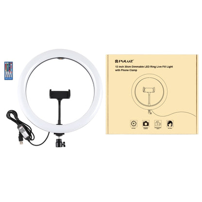 PULUZ 11.8 inch 30cm RGB Dimmable LED Dual Color Temperature LED Curved Diffuse Light Ring Vlogging Selfie Photography Video Lights with Tripod Ball Head & Phone Clamp & Remote Control(Black) - Consumer Electronics by PULUZ | Online Shopping UK | buy2fix