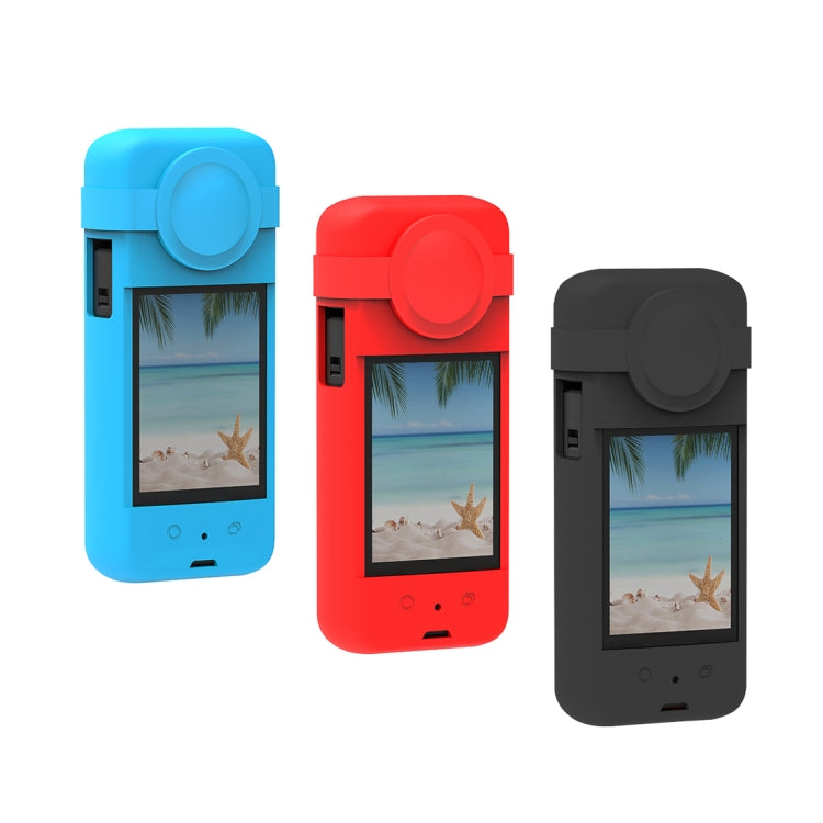 For Insta360 X3 PULUZ Silicone Protective Case with Lens Cover(Red) - Case & Bags by PULUZ | Online Shopping UK | buy2fix