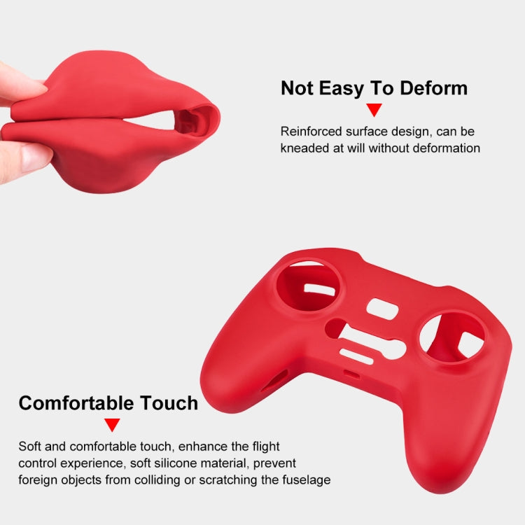 For DJI FPV Combo Remote Control PULUZ Silicone Protective Case with Neck Strap(Red) - DJI & GoPro Accessories by PULUZ | Online Shopping UK | buy2fix