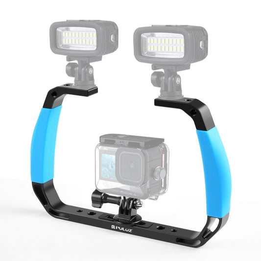 PULUZ Dual Silicone Handles Aluminium Alloy Underwater Diving Rig for GoPro, DJI OSMO Action, Insta360 and Other Action Cameras (Blue) - Diving Accessories by PULUZ | Online Shopping UK | buy2fix