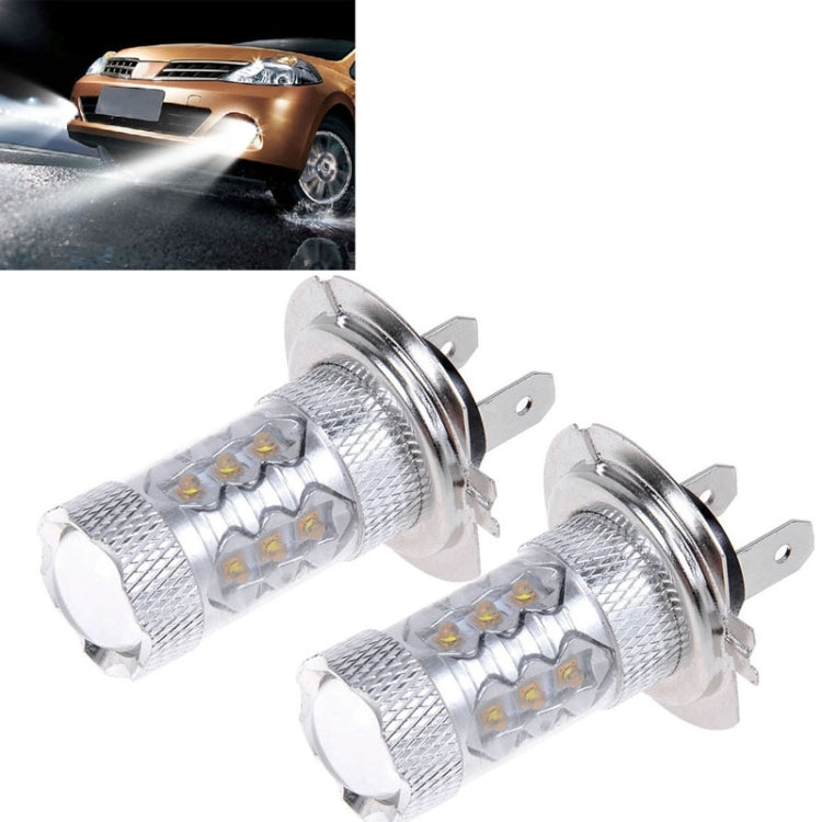 2 PCS H7 800 Lumen 80W 16-3535-LEDs 6000K White Light Car LED Fog Light, DC 12-24V - In Car by buy2fix | Online Shopping UK | buy2fix