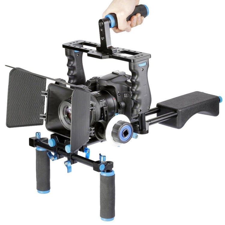 YELANGU YLG1103A-A Dual Handles Camera Shoulder Mount + Camera Cage Stabilizer Kit with Matte Box for DSLR Camera / Video Camera - Shoulder Rigs by YELANGU | Online Shopping UK | buy2fix