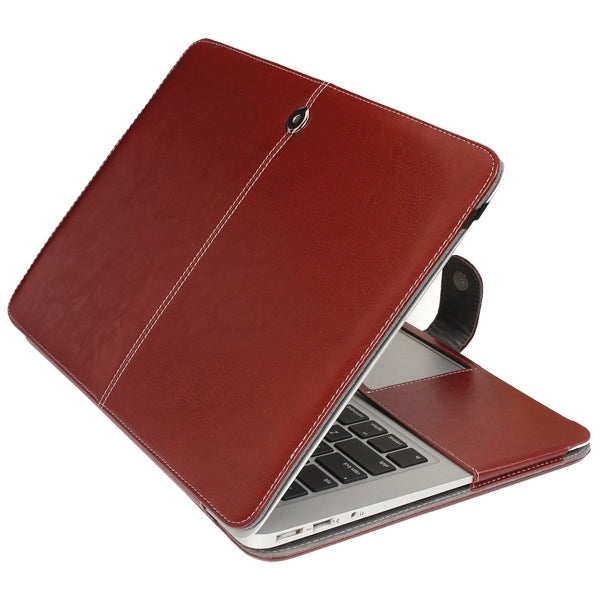 For 11.6 inch MacBook Air Notebook Leather Case with Snap Fastener(Brown) - MacBook Air Cases by buy2fix | Online Shopping UK | buy2fix