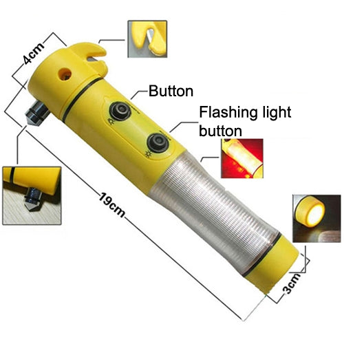 4 in 1 Multi Function Flashlight Alarm Emergency Hammer LED Flash Light For Auto-used(Yellow) - Emergency Hammer by buy2fix | Online Shopping UK | buy2fix