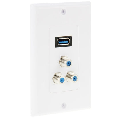 USB 3.0 Female Plug + 3 F Female Plugs Wall Plate Panel - Consumer Electronics by buy2fix | Online Shopping UK | buy2fix