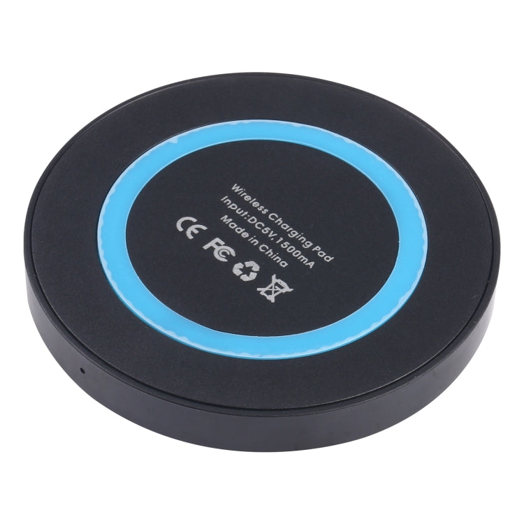 Universal QI Standard Round Wireless Charging Pad (Black + Blue) - Wireless Charger by buy2fix | Online Shopping UK | buy2fix