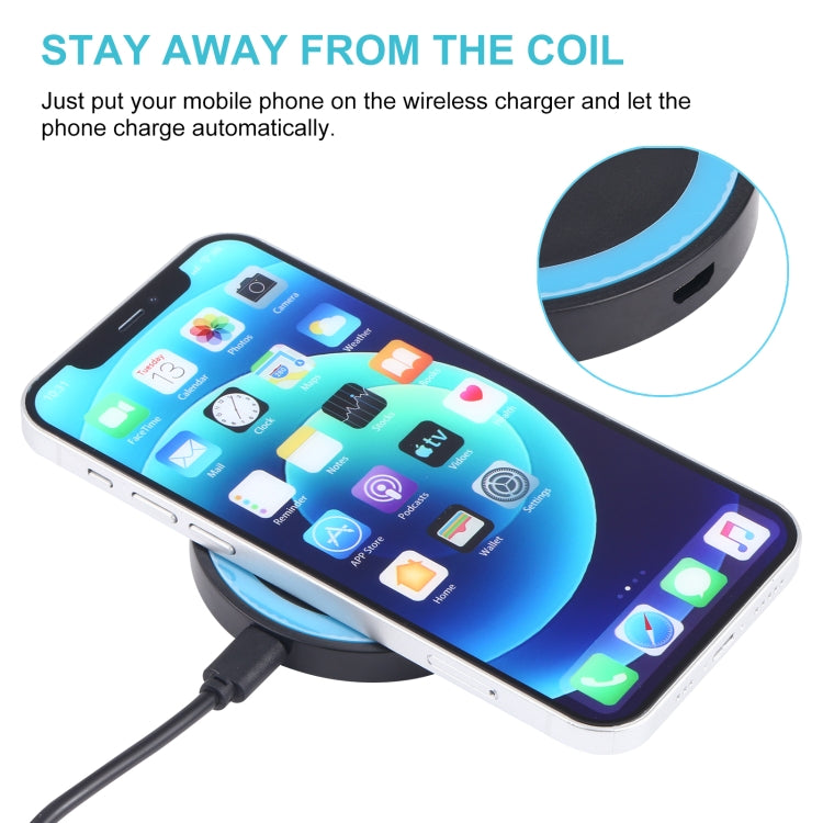 Universal QI Standard Round Wireless Charging Pad (Black + Blue) - Wireless Charger by buy2fix | Online Shopping UK | buy2fix