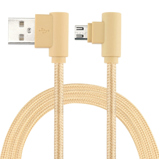 25cm USB to Micro USB Nylon Weave Style Double Elbow Charging Cable, For Samsung / Huawei / Xiaomi / Meizu / LG / HTC and Other Smartphones (Gold) - Micro USB Cable by buy2fix | Online Shopping UK | buy2fix