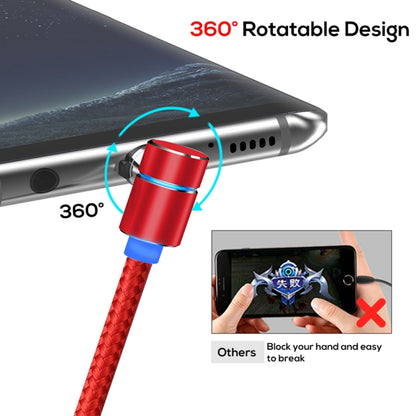 TOPK 1m 2.4A Max USB to USB-C / Type-C 90 Degree Elbow Magnetic Charging Cable with LED Indicator(Red) - Mobile Accessories by TOPK | Online Shopping UK | buy2fix