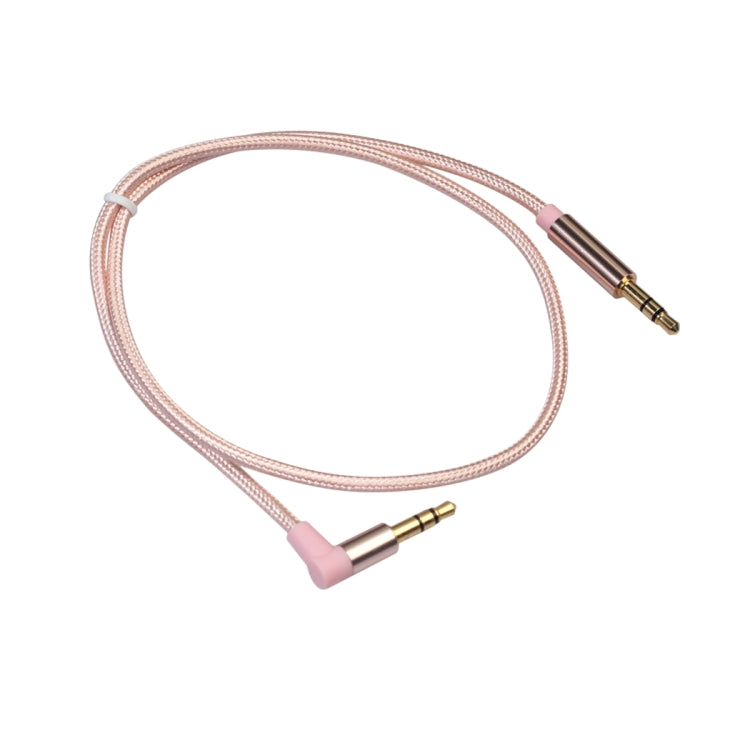 AV01 3.5mm Male to Male Elbow Audio Cable, Length: 50cm(Rose Gold) - Aux Cable by buy2fix | Online Shopping UK | buy2fix