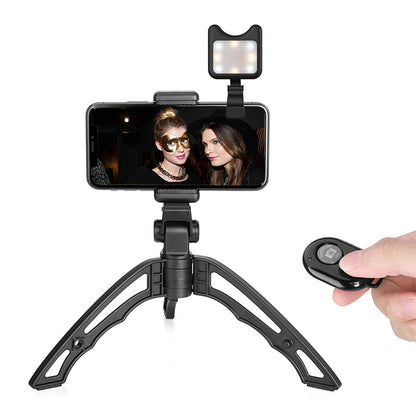 APEXEL Portable Handheld Lazy Live Broadcast Desktop Folding Universal Bluetooth Tripod Phone Holder with Flashlight - Consumer Electronics by APEXEL | Online Shopping UK | buy2fix