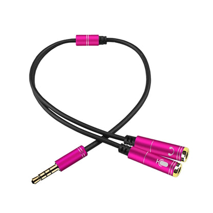 2 in 1 3.5mm Male to Double 3.5mm Female TPE High-elastic Audio Cable Splitter, Cable Length: 32cm(Rose Red) - Cable & Splitter by buy2fix | Online Shopping UK | buy2fix