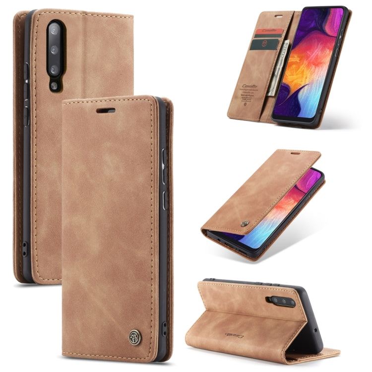 CaseMe-013 Multifunctional Retro Frosted Horizontal Flip Leather Case for Galaxy A30S / A50S / A50, with Card Slot & Holder & Zipper Wallet & Photo Frame(Brown) - Galaxy Phone Cases by CaseMe | Online Shopping UK | buy2fix