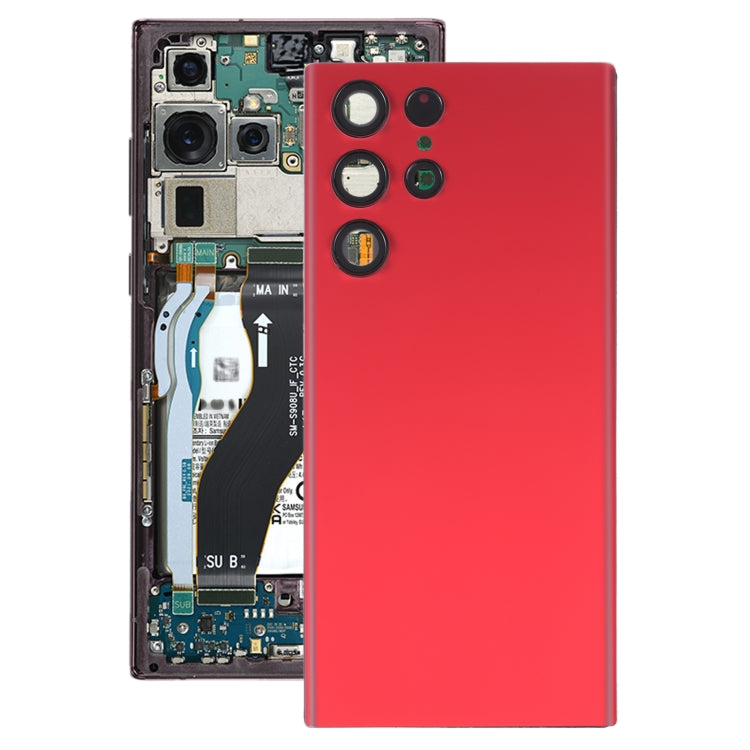 For Samsung Galaxy S22 Ultra 5G SM-S908B Battery Back Cover with Camera Lens Cover (Red) - Galaxy S Series Parts by buy2fix | Online Shopping UK | buy2fix