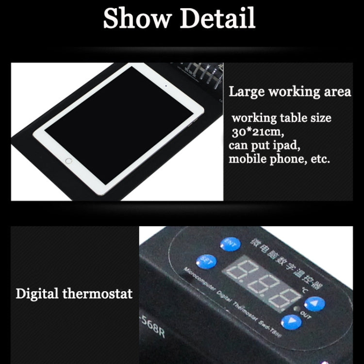 TBK-568R 220V Vacuum LCD Temperature Controller Touch Screen Glass Separator Machine with Multi-function Storage Box - Separation Equipment by TBK | Online Shopping UK | buy2fix