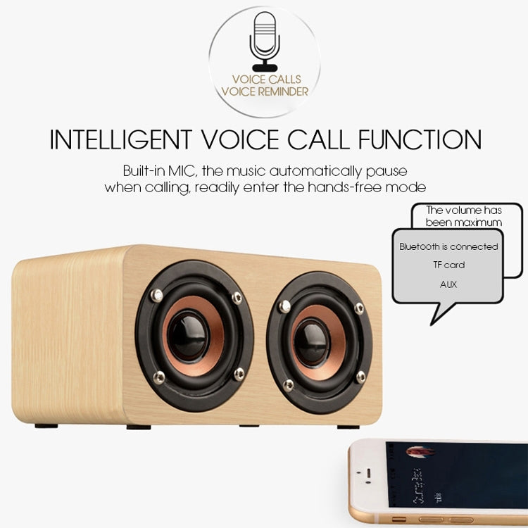 W5 Portable HiFi Shock Bass Wooden Bluetooth Speaker(Yellow) - Mini Speaker by buy2fix | Online Shopping UK | buy2fix