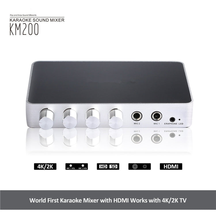 KM200 Portable Digital Stereo Audio Echo System Machine HDMI Karaoke Mixer Amplifier 4K/2K TV PC Home Theater - Consumer Electronics by buy2fix | Online Shopping UK | buy2fix