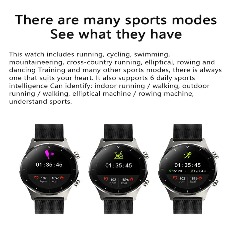 E13 1.28 inch IPS Color Screen Smart Watch, IP68 Waterproof, Steel Watchband, Support Heart Rate Monitoring/Blood Pressure Monitoring/Blood Oxygen Monitoring/Sleep Monitoring(Black) - Smart Wear by buy2fix | Online Shopping UK | buy2fix