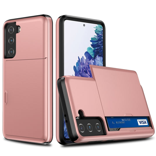 For Samsung Galaxy S21 5G Shockproof Armor Protective Case with Card Slot(Rose Gold) - Samsung Accessories by buy2fix | Online Shopping UK | buy2fix