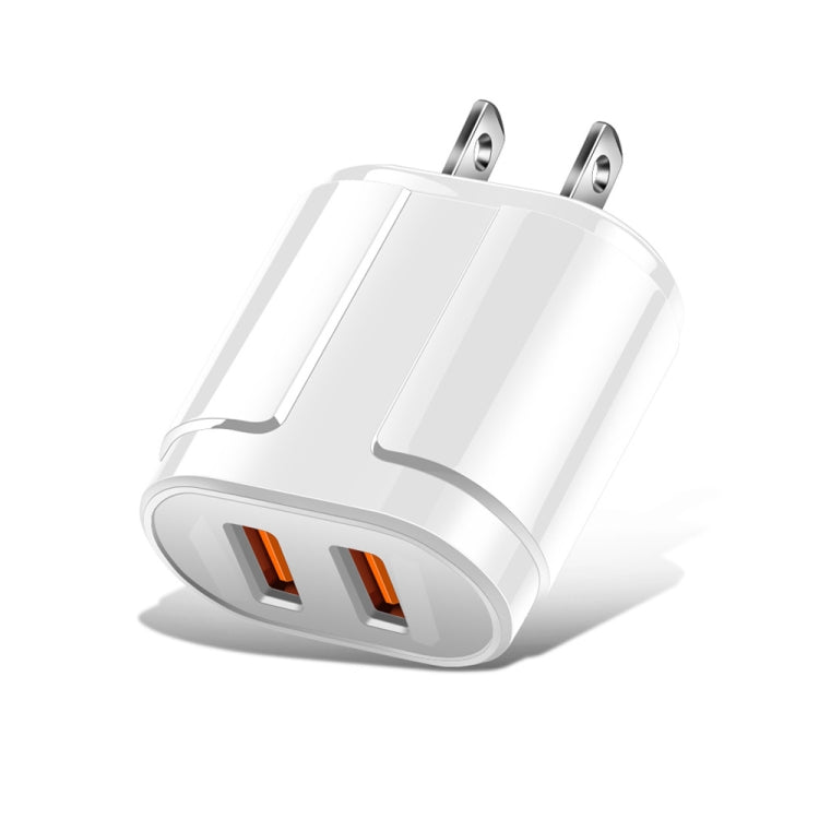 Dual USB Portable Travel Charger + 1 Meter USB to Type-C Data Cable, US Plug(White) - Mobile Accessories by buy2fix | Online Shopping UK | buy2fix