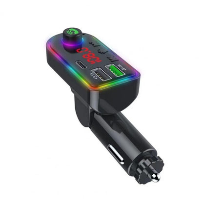 F8 Car FM Transmitter Colorful Light Type-C Car MP3 Player - Bluetooth Car Kits by buy2fix | Online Shopping UK | buy2fix