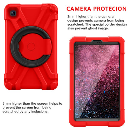 For Galaxy Tab A7 Lite T220/T225 PC + Silicone Shockproof Combination Case with 360 Degree Rotating Holder & Handle(Red+Black) - Tab A7 Lite T220 / T225 by buy2fix | Online Shopping UK | buy2fix