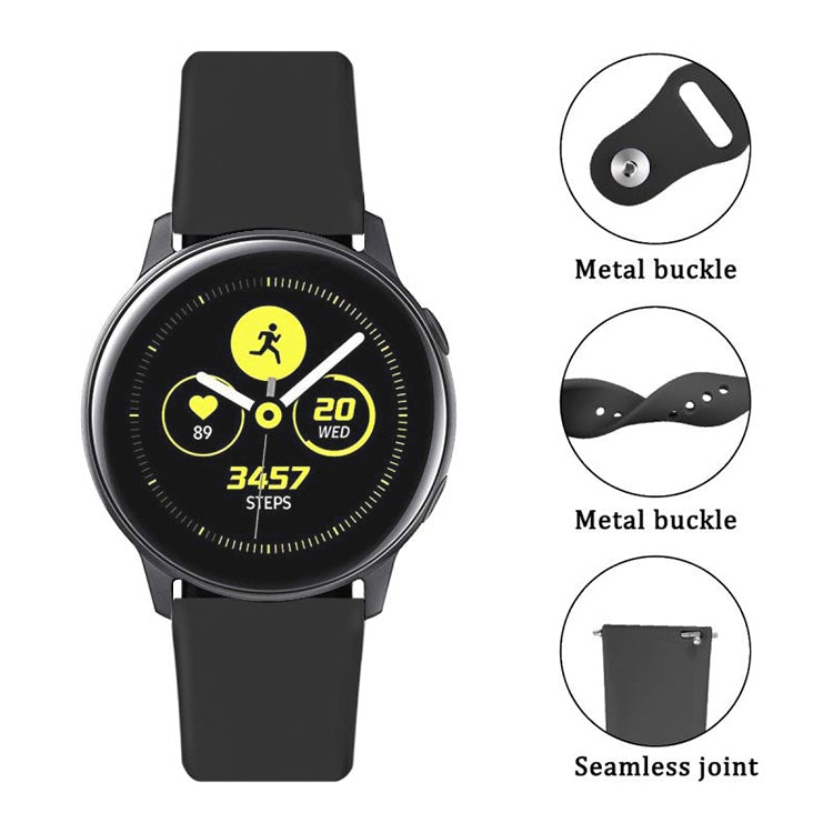 Monochrome Silicone Watch Band For Samsung Galaxy Watch Active 20mm(Black) - Smart Wear by buy2fix | Online Shopping UK | buy2fix