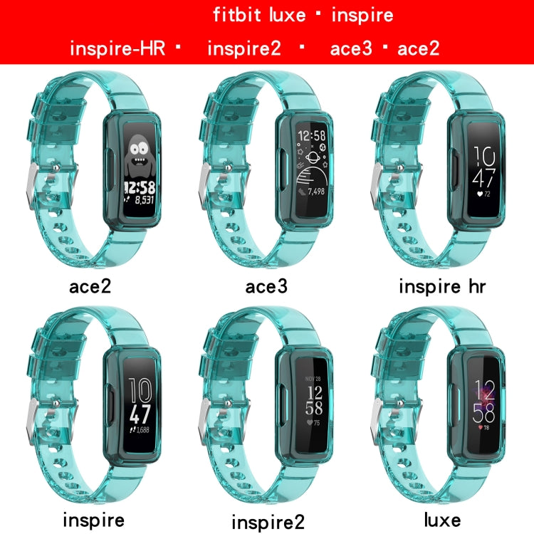 For Fitbit Ace 2 Transparent Silicone Integrated Watch Band(Transparent Blue) - Smart Wear by buy2fix | Online Shopping UK | buy2fix