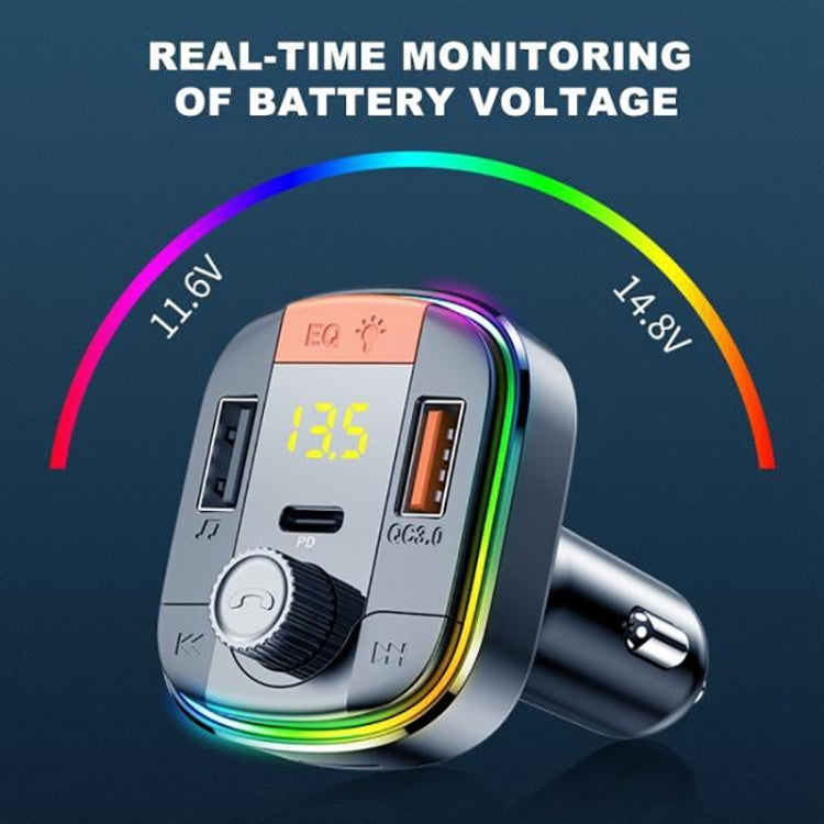 T832 Car Bluetooth FM Transmitter Colorful Light MP3 Player Powerful Quick Charger QC3.0 - In Car by buy2fix | Online Shopping UK | buy2fix