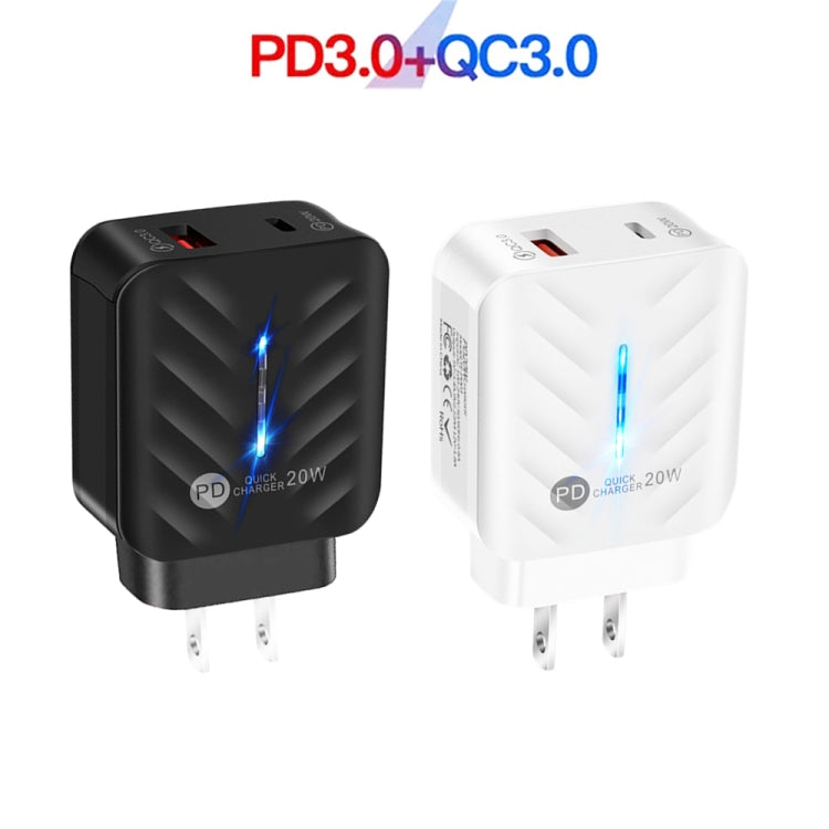 PD03 20W PD3.0 + QC3.0 USB Charger with USB to Micro USB Data Cable, US Plug(White) - Mobile Accessories by buy2fix | Online Shopping UK | buy2fix