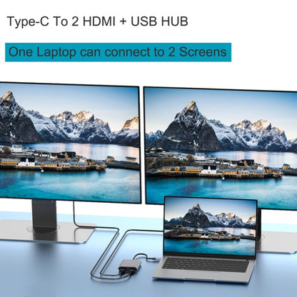 4 in 1 Type-C to Dual HDMI + USB + Type-C HUB Adapter - Computer & Networking by buy2fix | Online Shopping UK | buy2fix