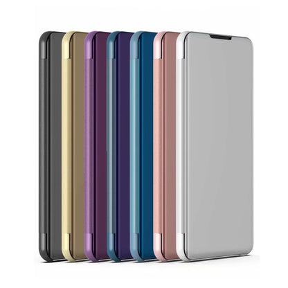 For Samsung Galaxy A33 5G Plated Mirror Flip Leather Case with Holder(Purple) - Samsung Accessories by buy2fix | Online Shopping UK | buy2fix