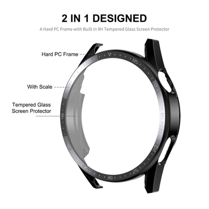 For Huawei Watch GT 3 46mm ENKAY Matte PC Frame + Tempered Glass Protector Case With Scale(Silver) - Smart Wear by ENKAY | Online Shopping UK | buy2fix