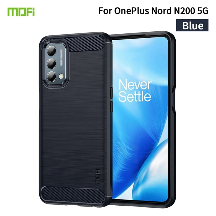 For Oneplus Nord N200 5G MOFI Gentleness Series Brushed Texture Carbon Fiber Soft TPU Phone Case(Blue) - OnePlus Cases by MOFI | Online Shopping UK | buy2fix