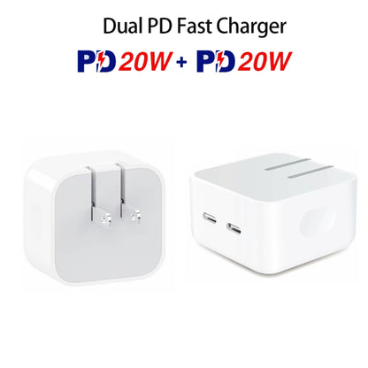 SDC-40W Dual PD USB-C / Type-C Ports Charger with 1.5m Type-C to 8 Pin Data Cable, US Plug - Apple Accessories by buy2fix | Online Shopping UK | buy2fix