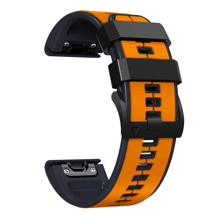 For Garmin EPIX Gen2 22mm Silicone Sports Two-Color Watch Band(Orange+Black) - Watch Bands by buy2fix | Online Shopping UK | buy2fix