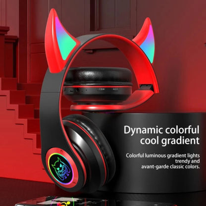 STN25 Devil Ear RGB Light Wireless Music Headset For Children with Mic(Black+Red) - Apple Accessories by buy2fix | Online Shopping UK | buy2fix