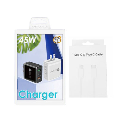 45W PD3.0 + 2 x QC3.0 USB Multi Port Charger with Type-C to Type-C Cable, US Plug(White) - Mobile Accessories by buy2fix | Online Shopping UK | buy2fix