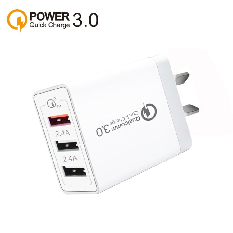 30W QC 3.0 USB + 2 x USB 2.0 Ports Mobile Phone Tablet Quick Charger, AU Plug - USB Charger by buy2fix | Online Shopping UK | buy2fix