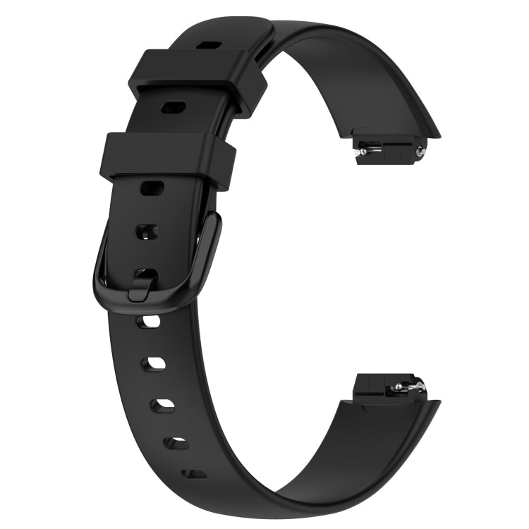 For Fitbit Inspire 3 Solid Color Silicone Watch Band, Size:S(Black) - Watch Bands by buy2fix | Online Shopping UK | buy2fix